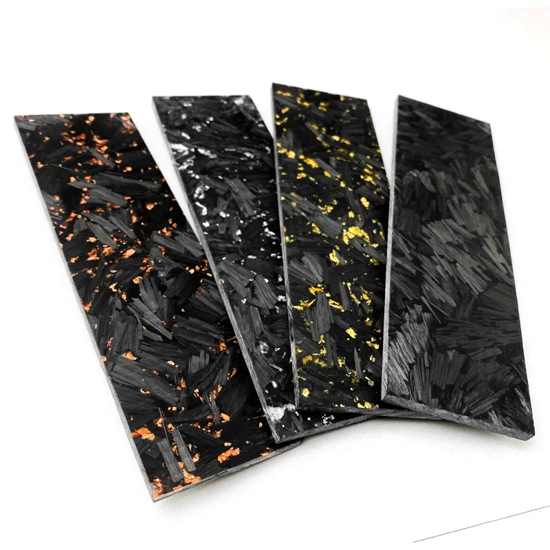 2pieces Carbon Fiber Black Marbled Material Gold Copper Foil Powder Compression Patch Plate for DIY Knife Handle patch Material