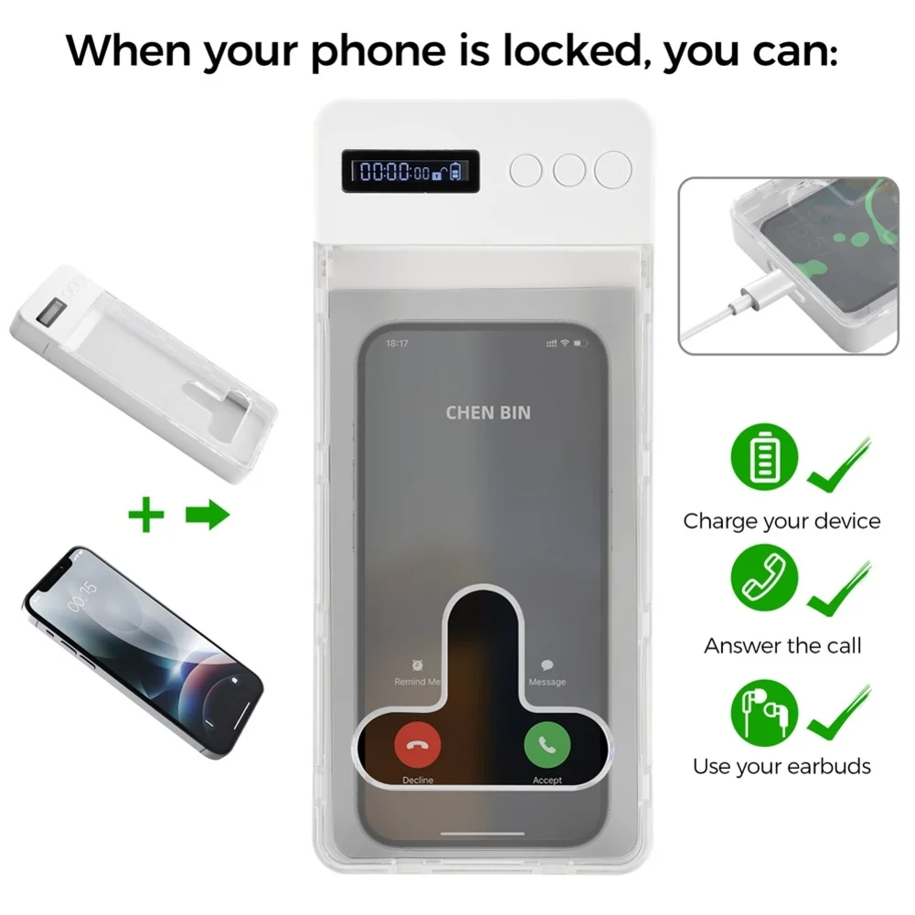 Timer Phone Lock Box 215x95x24mm For Smartphone Screen Time Management Portable Plastic Safe Case To Stop Distraction And Addict