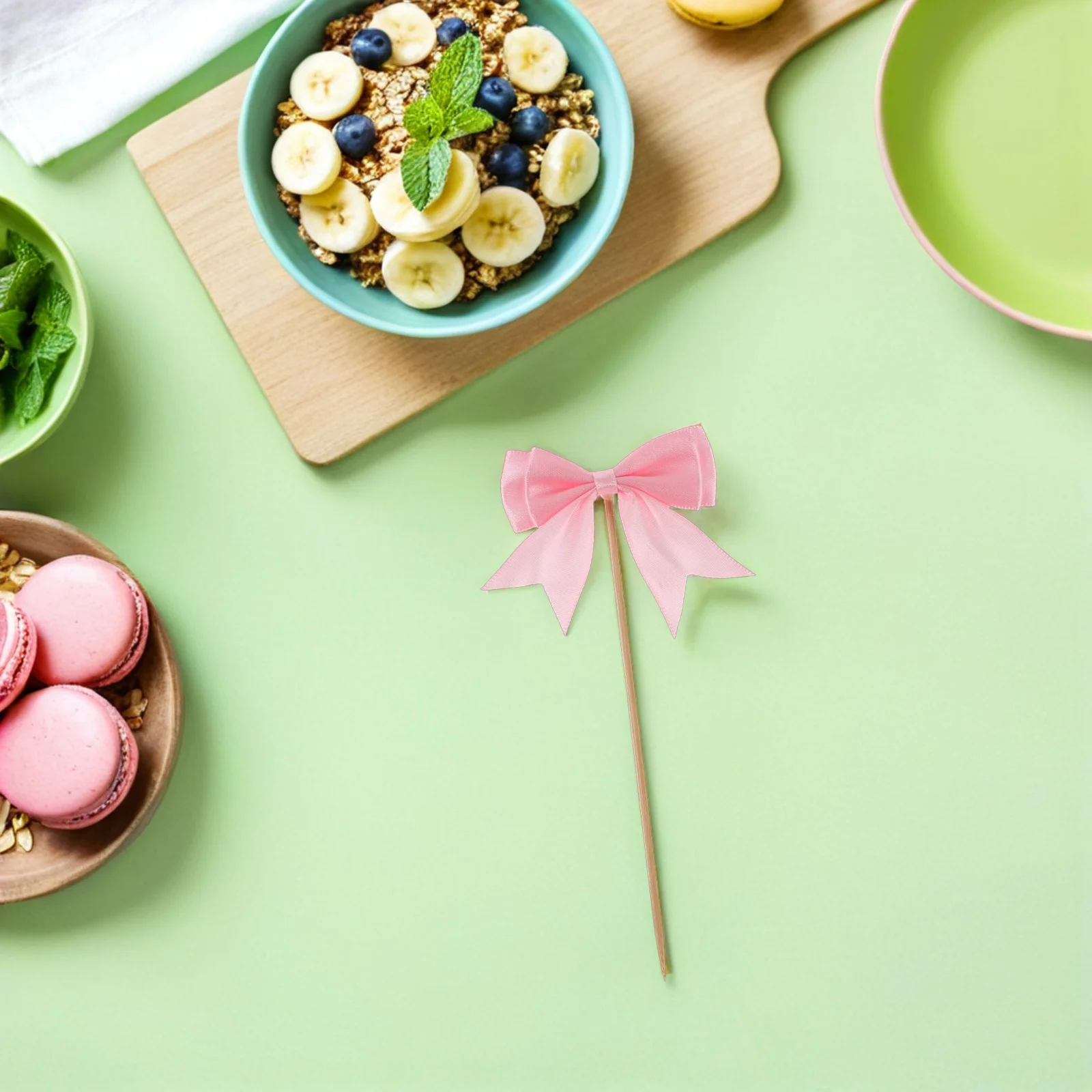 

30pcs Bow Cupcake Toppers Butterfly Cake Picks Double Layer Dessert Inserts For Birthday Wedding Party Pink Cake Decoration