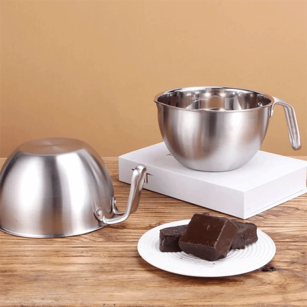 304 Stainless Steel Double Boiler Pot Set V Shape Flow-through Port with Scale Butter Melting Boiler Heat-resistant Thickened