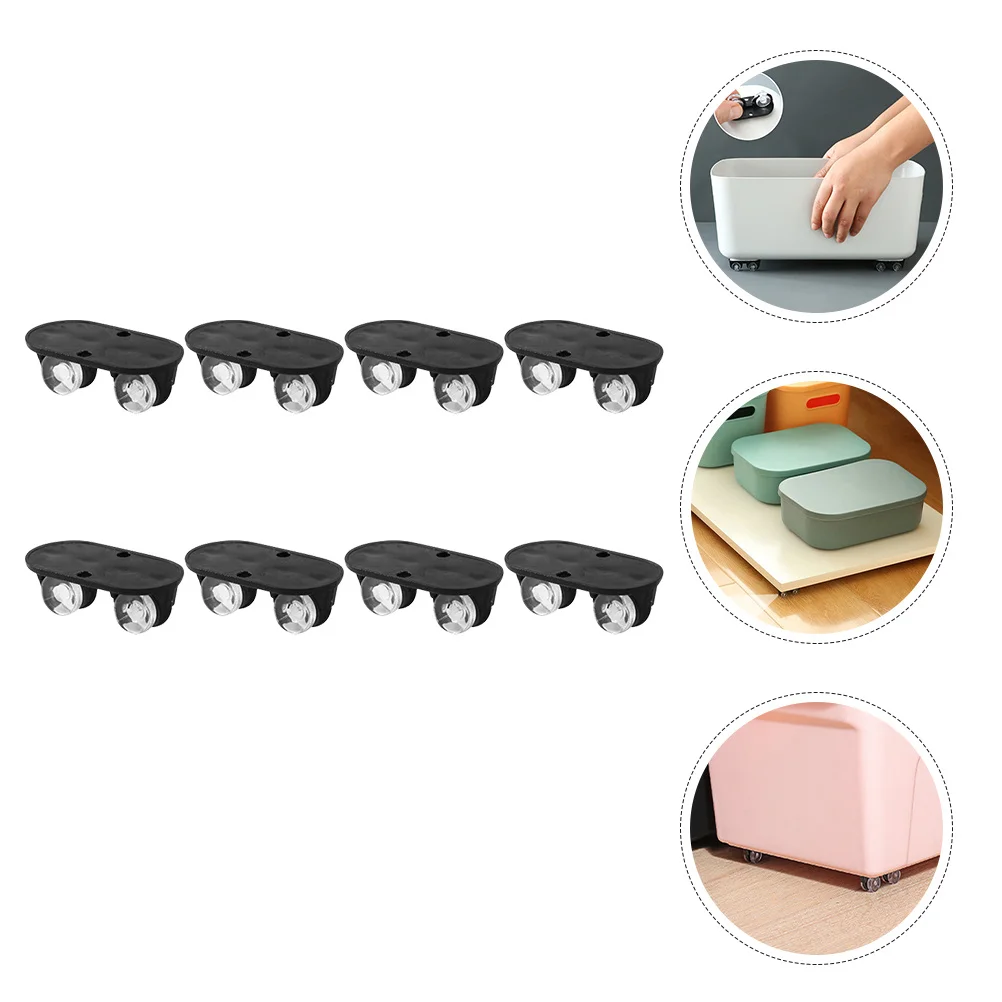 

8Pcs Mini Casters Wheels Non-Swivel for Storage Boxes Bins Furniture Accessories Durable Smooth Easy Installation