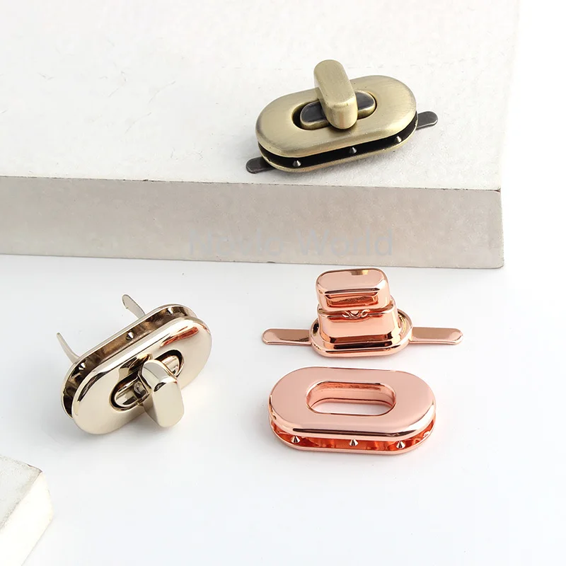 5-10-30Sets Metal Oval Clasp Twist Turn Locks For Leather Bags Handbags Shoulder Purse Buckles Closure Lock Hardware Accessories