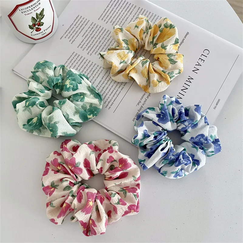 Hair Accessories Girl Women Ladies Hair Tie Striped Girl Fashion Floral Design Scrunchies Ponytail Hair Female Holder Rope