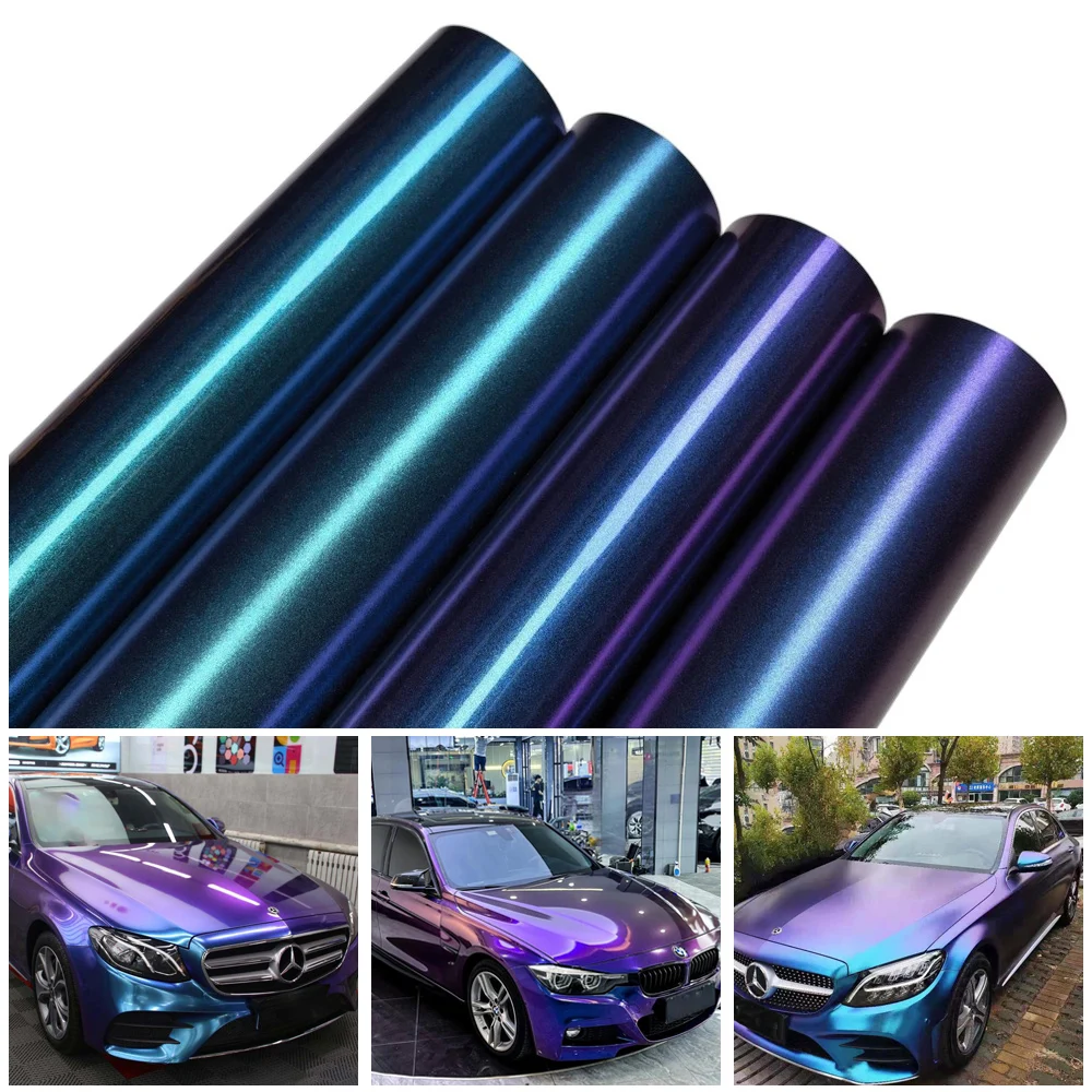 Car Stickers Sparkle Diamond Chameleon Car Vinyl Wrap Self-Adhesive Color Change Film Motorcycle Wrapping Styling