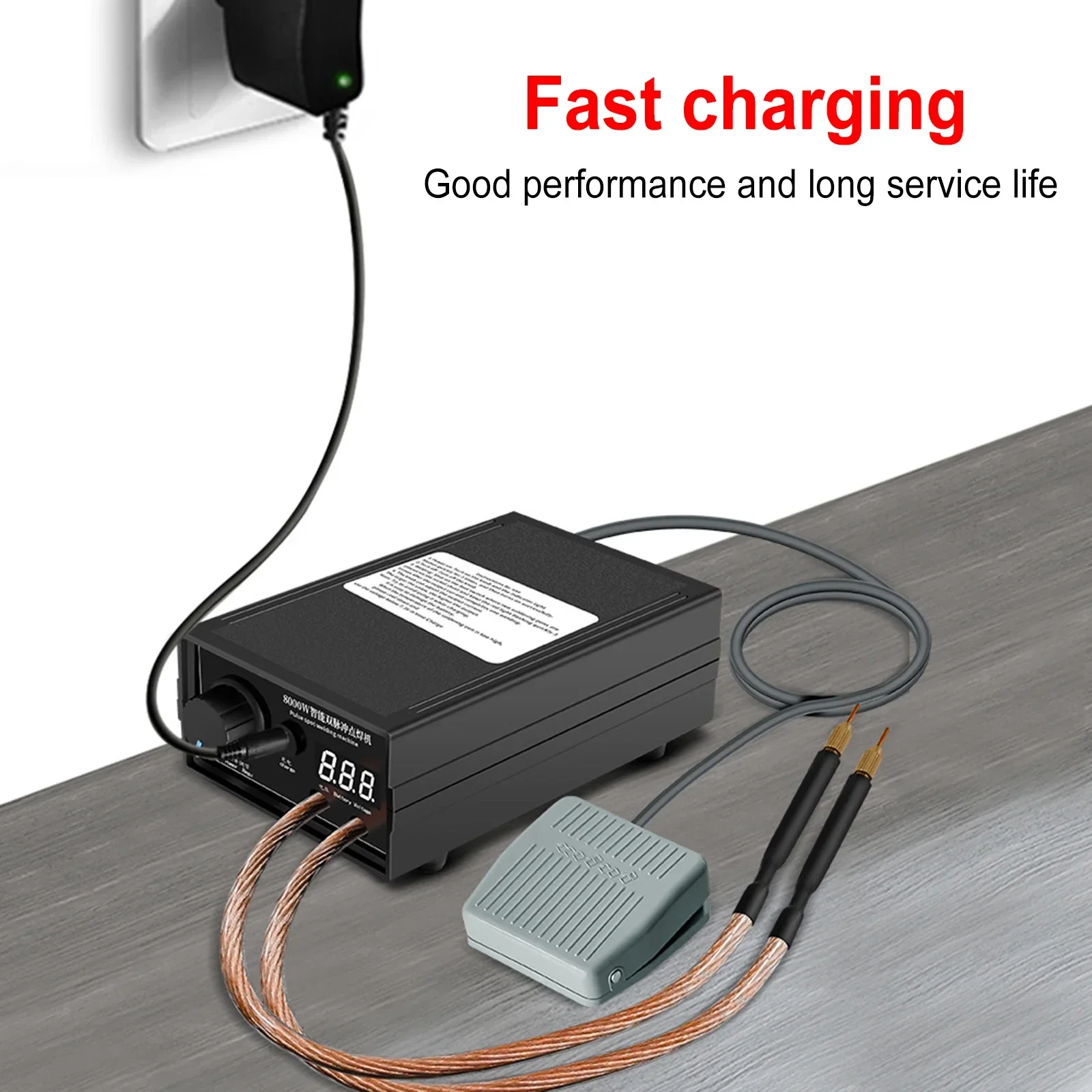 Soldador dobro inteligente portátil do ponto do pulso, uso home, controle pé-operado, 8000W, 0.3mm Recharge