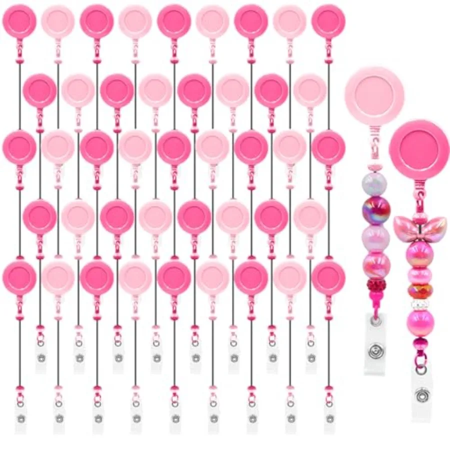

pcs Beadable Badge Reels Making Kits - Beaded Blank Bars Bulk - Retractable Badge Reel with Belt Clip for ID Name DIY Gift Bead
