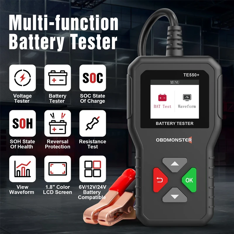 Car Battery Tester TE550+ 6V 12V 24V 100-2000 CCA Auto Battery Analyzer Diagnostic Tool Detector Accessories For Car Motorcycle