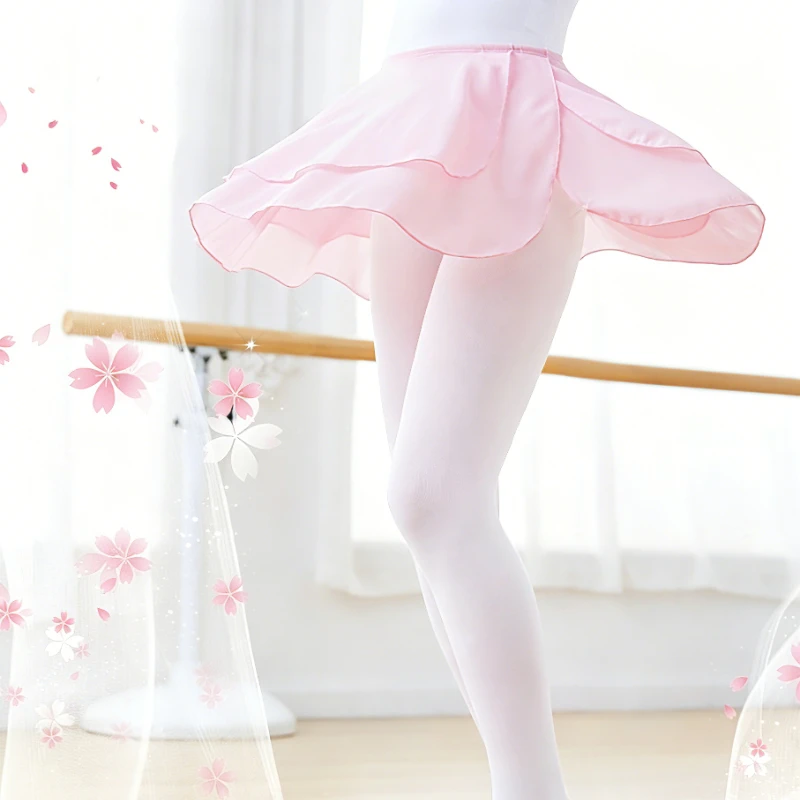 

Dance Costume, Kids Ballet Skirt, Double Layer Soft Mesh Flowy Dance Wear, Elastic Waist Skirt for Training Performance