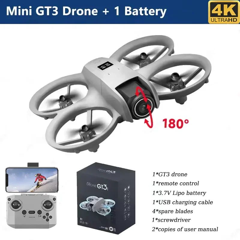 Xiaomi GT3 MAX 8K HD طائرة صغيرة قابلة للطي بدون طيار LED محرك كاميرا مزدوجة عقبة ذكية لتحديد المواقع تجنب العوائق لعبة كوادكوبتر RC