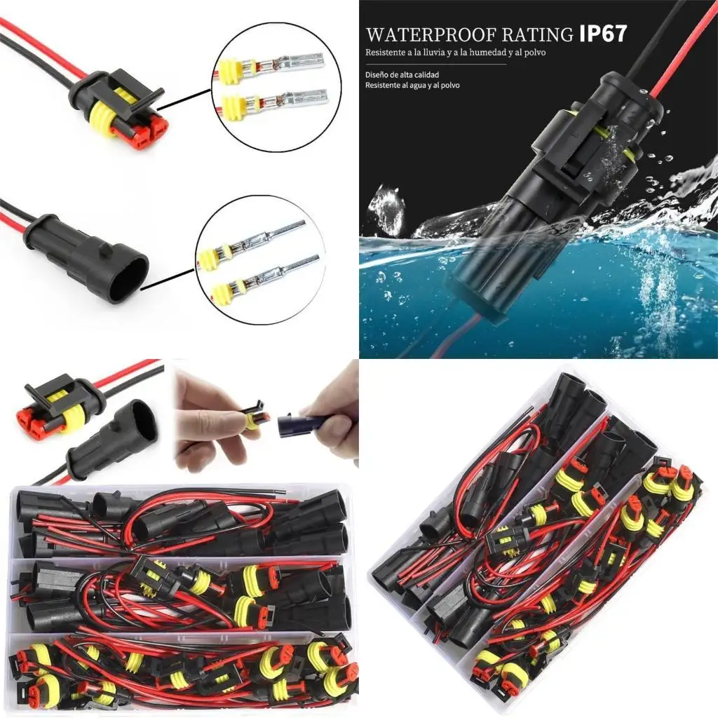 

652F 40pcs Quick Plugs 2Pin Wire Harness Connectors Waterproof for Auto Enthusiasts