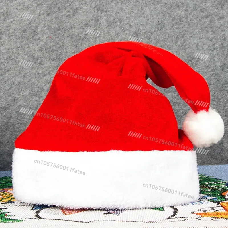 

Christmas Red Gold Velvet, Plush-brimmed Christmas Hat