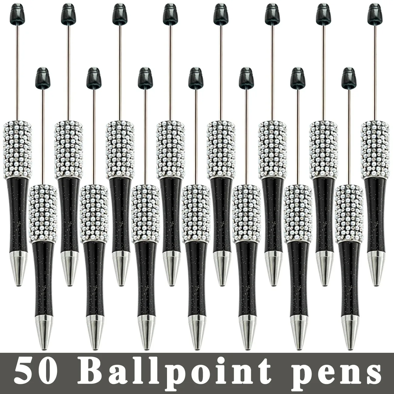 

50pcs Creative Glitter Diamond Pen DIY Beaded Pen Wholesale Handmade BeadablePen Ball Pens Student School Office Gift