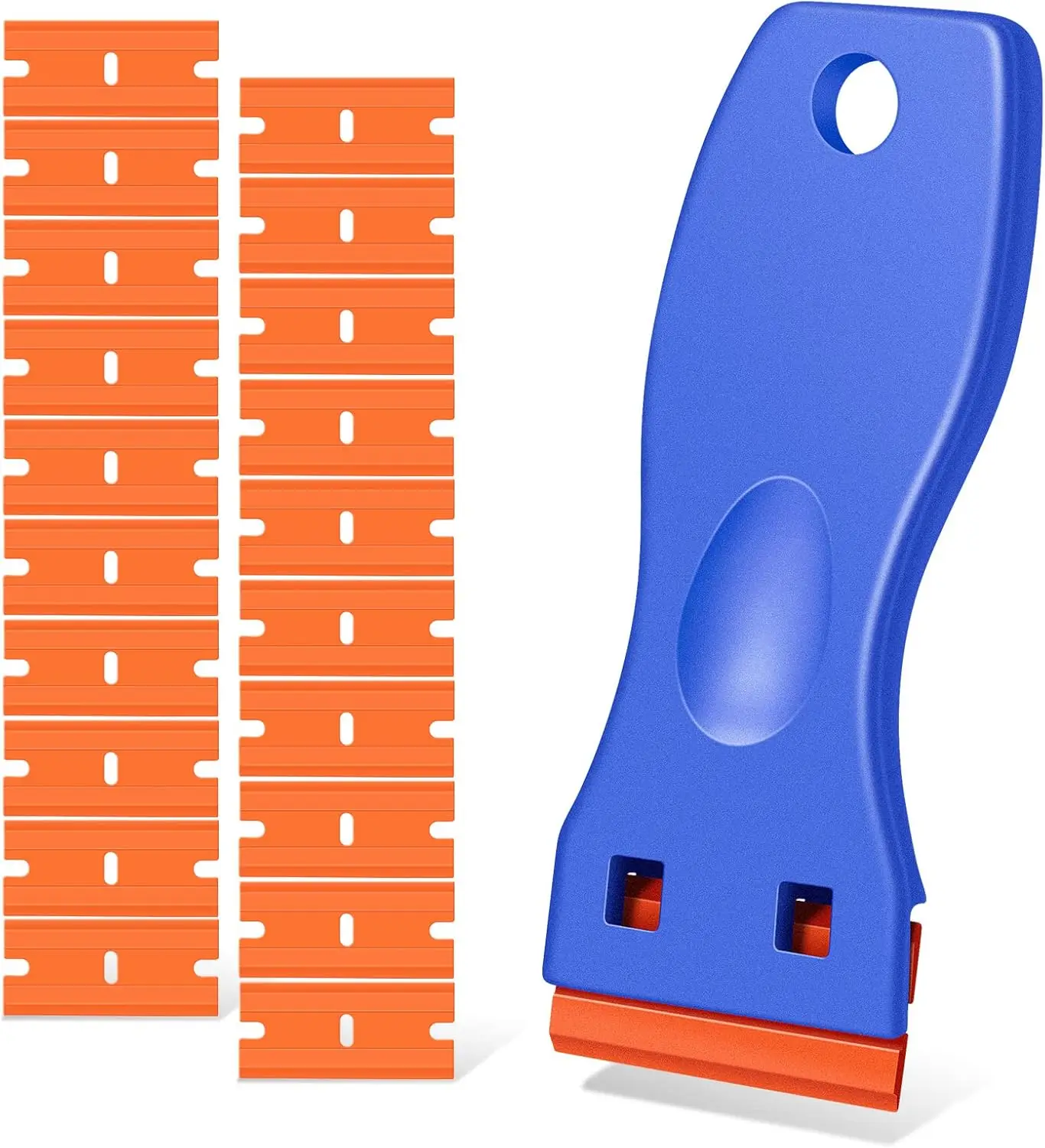 

Plastic Razor Blade Scraper with 20 Blades for Removing Stickers Labels from Glass Windows