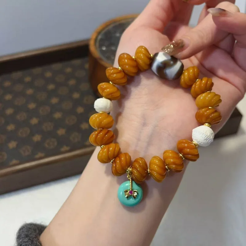 Twist with Tiger Tooth Dzi Beads Magnesite Bone Bracelet Accessories