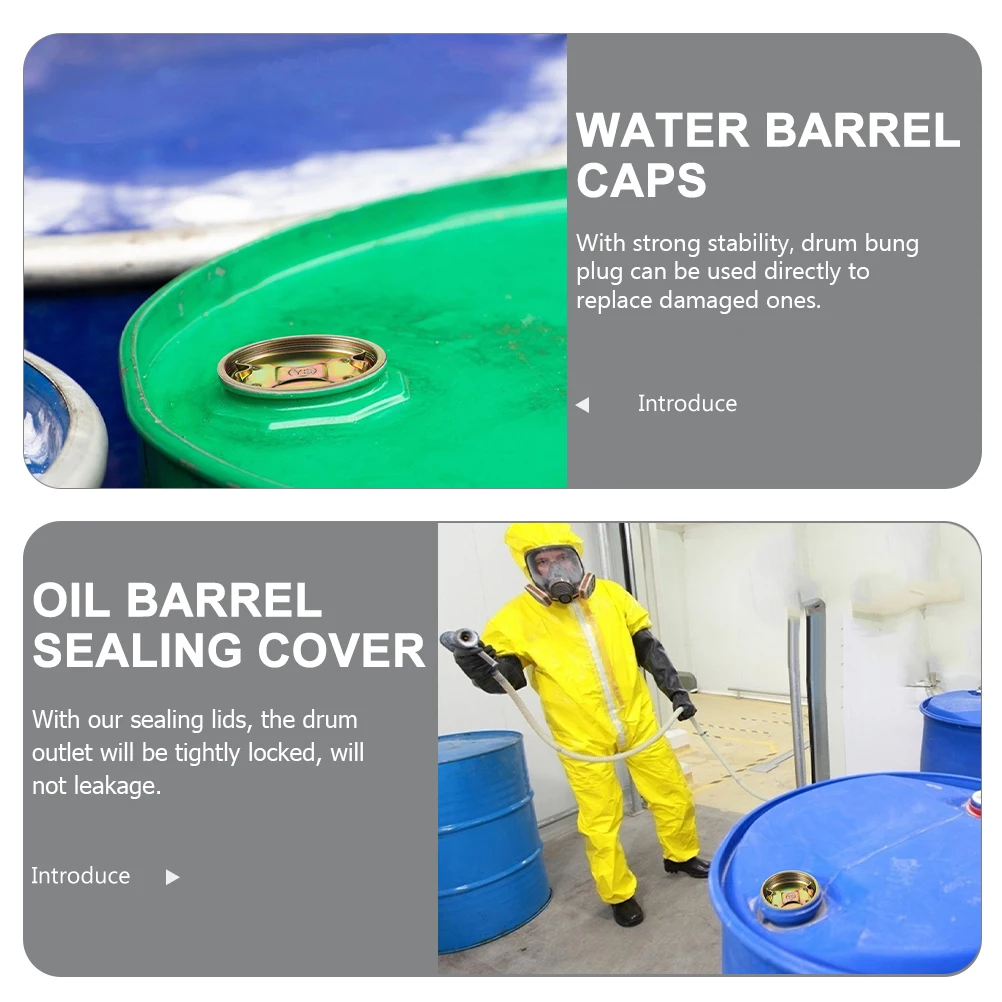 

10pcs Galvanized Wire Spiral Oil Barrel Caps Cover Plastic Pads Oil Drum Sealing Lids Bung Caps Water Barrel Plug