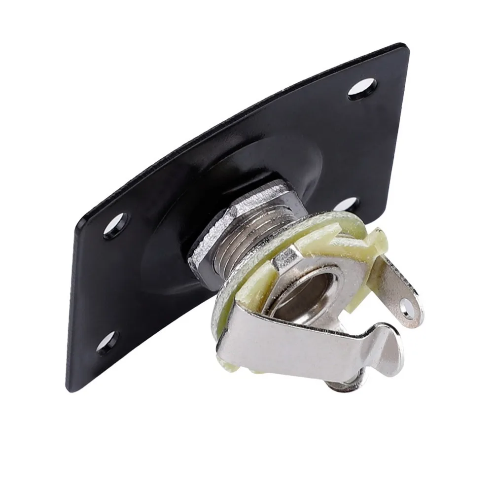 2pcs Durable Metal Output Jack Plate 1/4 Inch Silver, Black Input Jack Rectangle Electric Guitar Jack Electric Guitar