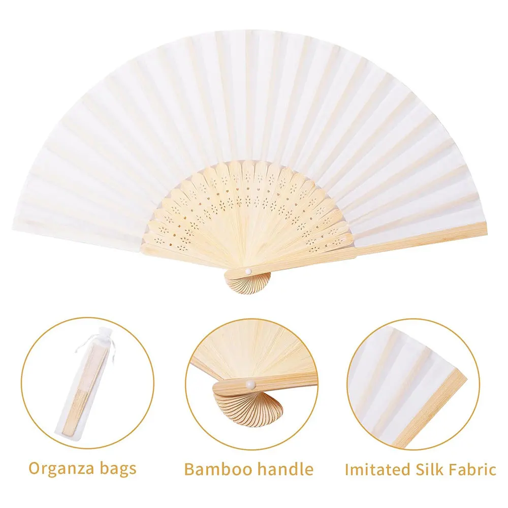 1x DIY Paper Bamboo Folding Fan Adults Children's Calligraphy Painting Practice Blank White Folding Fan Wedding Gift Party Decor