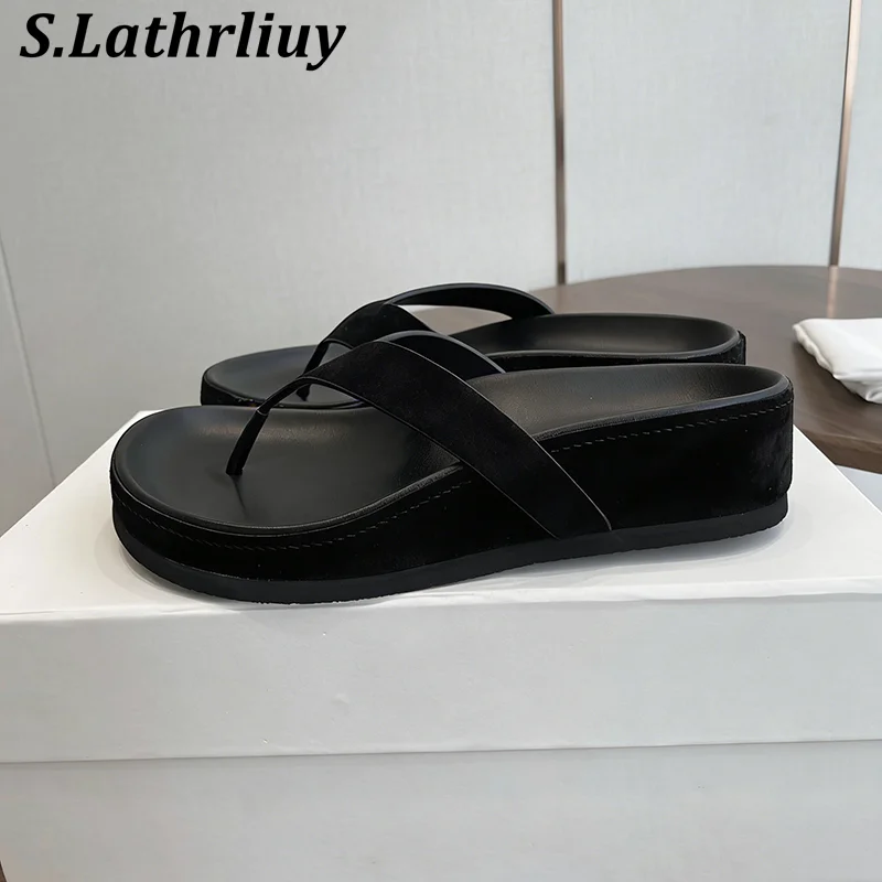 New Flip Flops Women's Minimalist Thick Soled Platfofm Lazy Sandals Summer Vacatio Casual Beach Shoes Versatile Single Shoes
