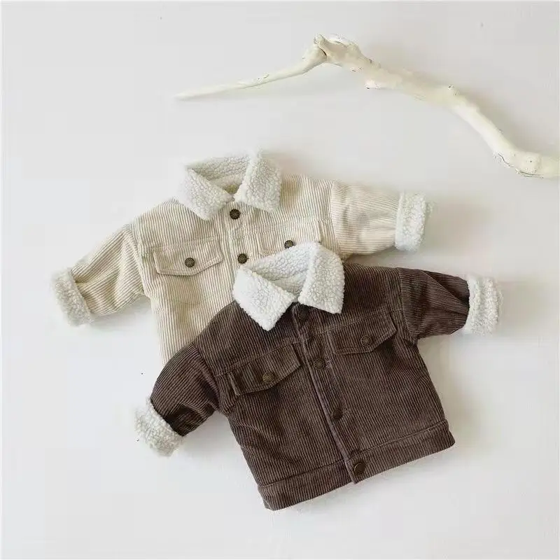 Marca velluto a coste neonate ragazzi giacca neonato bambino bambini cappotto autunno inverno caldo addensare bambini capispalla vestiti per 0-5 anni