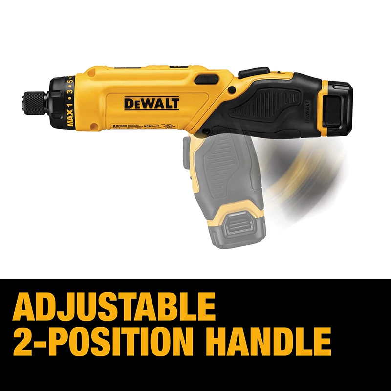 Imagem -05 - Dewalt-chave de Fenda Elétrica Dobrável Dcf680 Dcb080 Bateria de Lítio Giroscópico Doméstico Compacto Mini Conjuntos de Broca de Mão 7.2v