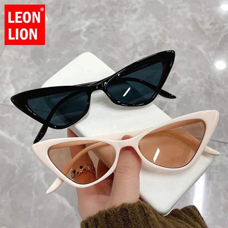 

LeonLion 2023 Small Cateye Sunglasses Women High Quality Eyewear Women/Men Retro Glasses Women Mirror UV400 Gafas De Sol Mujer