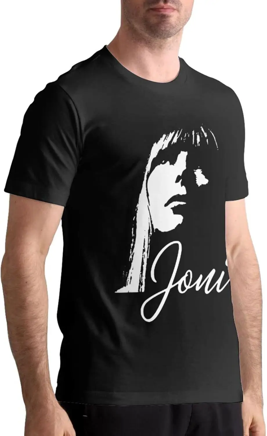 Joni Musics Mitchell Shirt Men's T-Shirt Classic Short Sleeve Top Fashion Tee Black