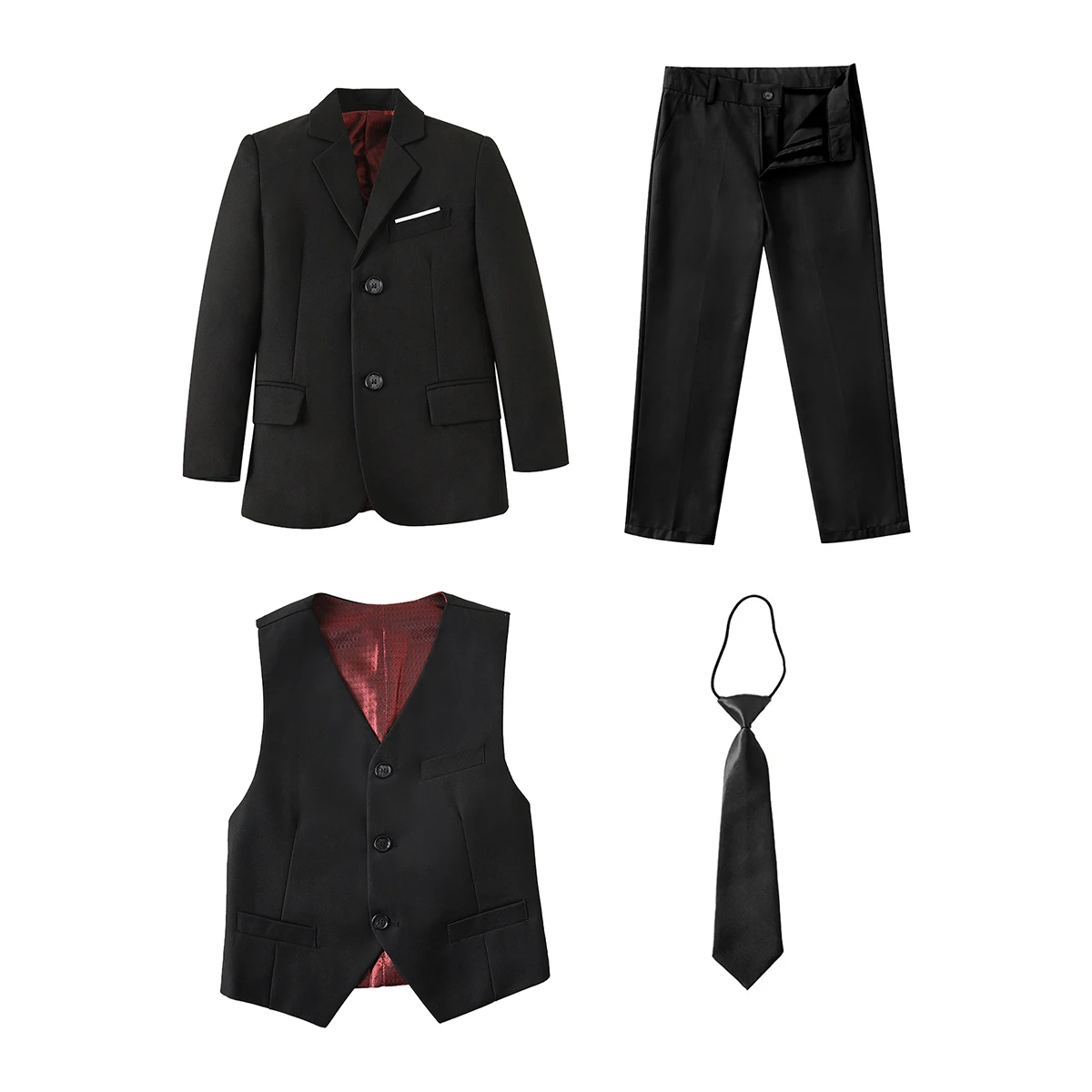 Boys Suits Colorful Formal Suits 4 Piece Slim Fit Dresswear Suit Set Jacket Vest Pants and Tie)School Uniforms