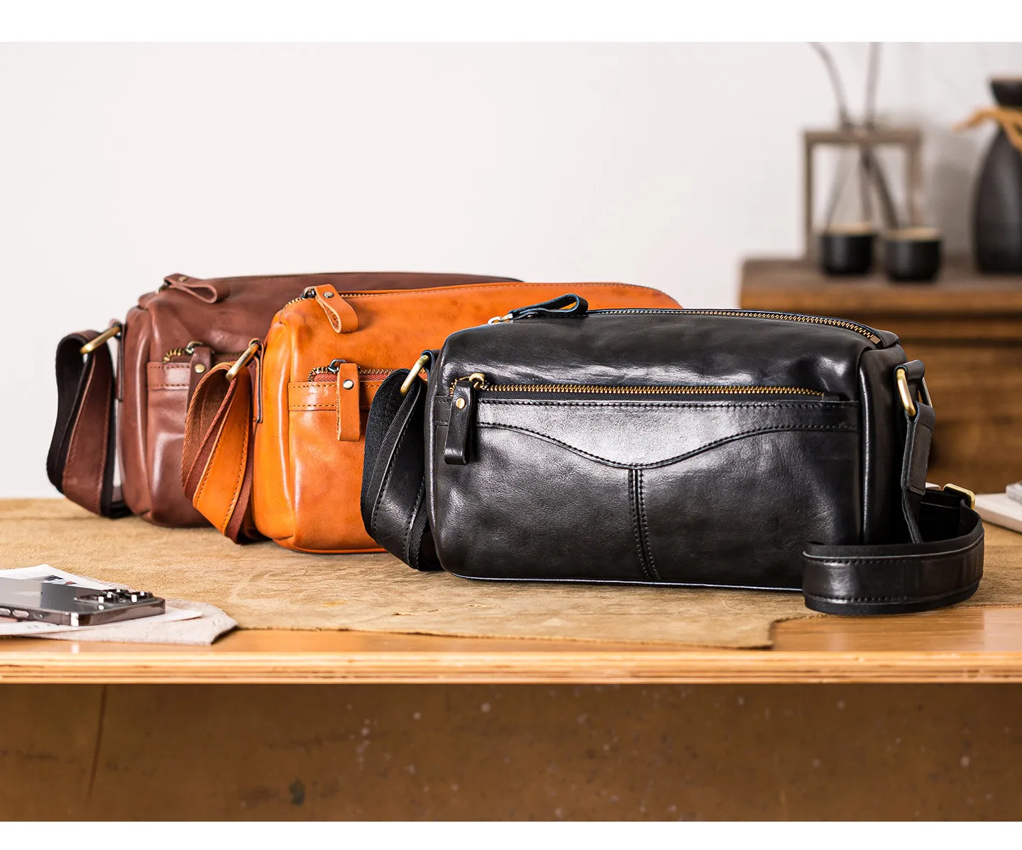 PNDME-Organizer handgefertigte Vintage-Umhängetasche aus echtem Leder für Herren, lässige Pendler-Luxus-Umhängetasche aus echtem Rindsleder. – Detail 25