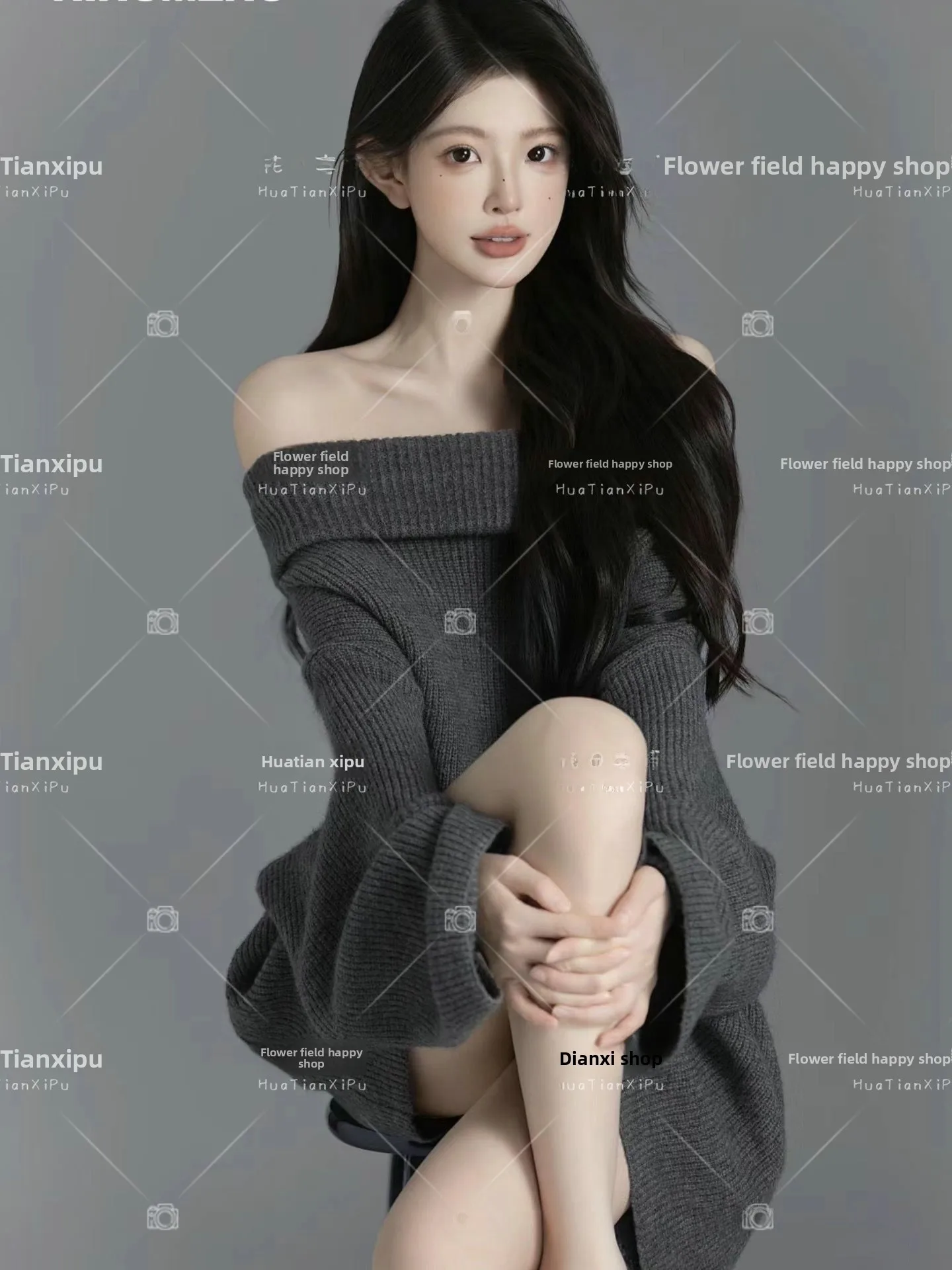 

Portraiture Knitwear Art Photography Studio Korean Style Lazy Mood Pure Desire Artistic Portrait Sweater Summer 2024 Ladies F...