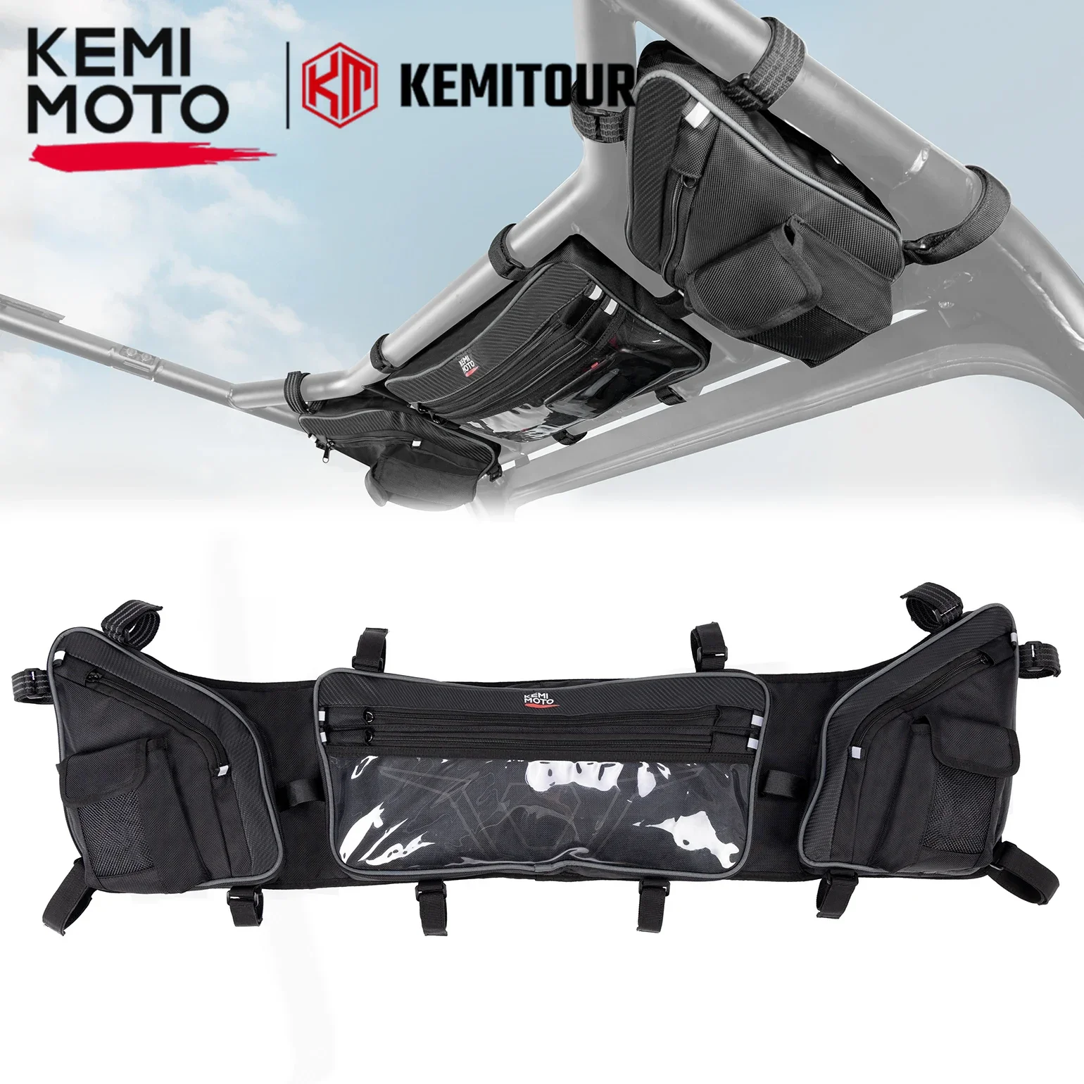 KEMIMOTO UTV 1680D Overhead Storage Roof Bag Compatible with Polaris RZR XP 1000/ RZR XP 4 1000 2024-2025 Prevent Sagging Bag