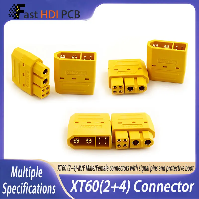 XT60-F/M 6ピン コネクターセット、保護カバー付き、20A高電流+信号ピン、ドローンバッテリーおよびコントローラー用