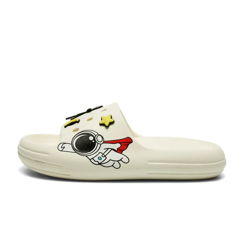 Pantoufles d\'astronautes de dessin animé pour enfants, chaussures d\'eau plates décontractées pour garçons et filles, tongs d\'intérieur douces et