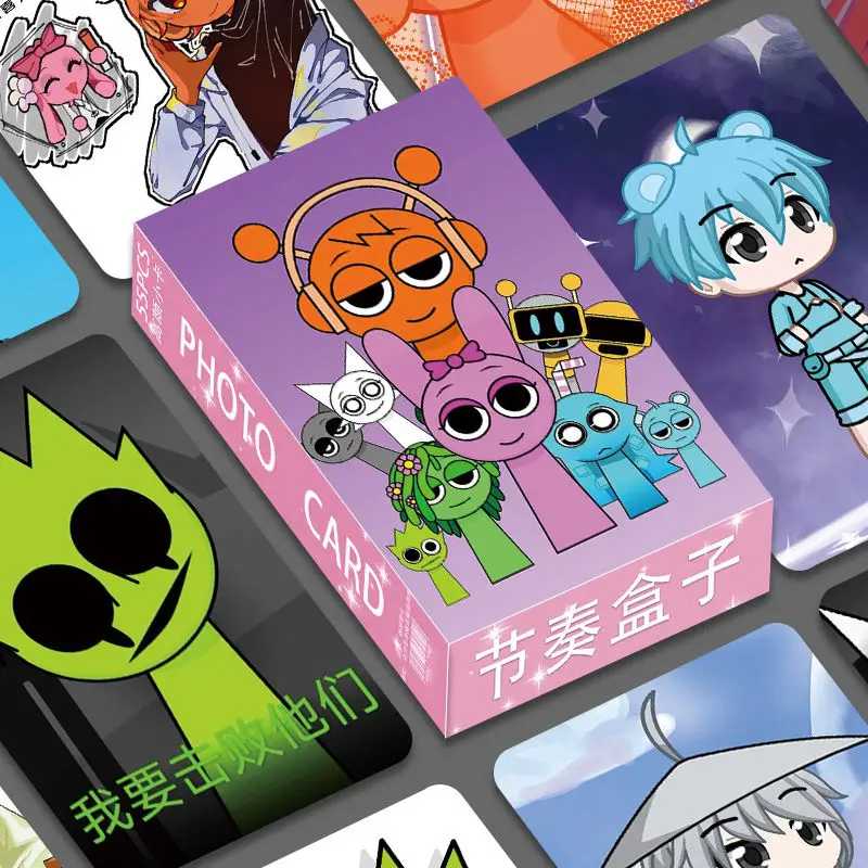 

55pcs Incredibox Sprunki Double Sided Printing Card Cartoon Lomo Cards HD Photocard Kids Gift Collection Cards