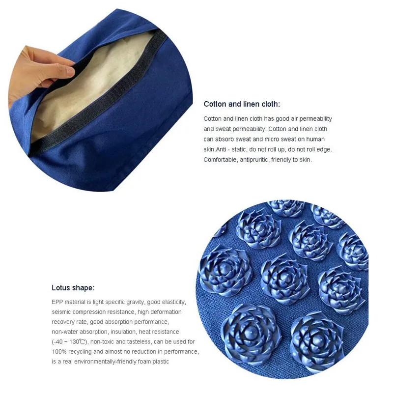 Nature Linen Coconut Palm Massage Yoga Mat Sport Pillow Mat with Bag Lotus Spike Acupressure Cushion Accupresure Mat