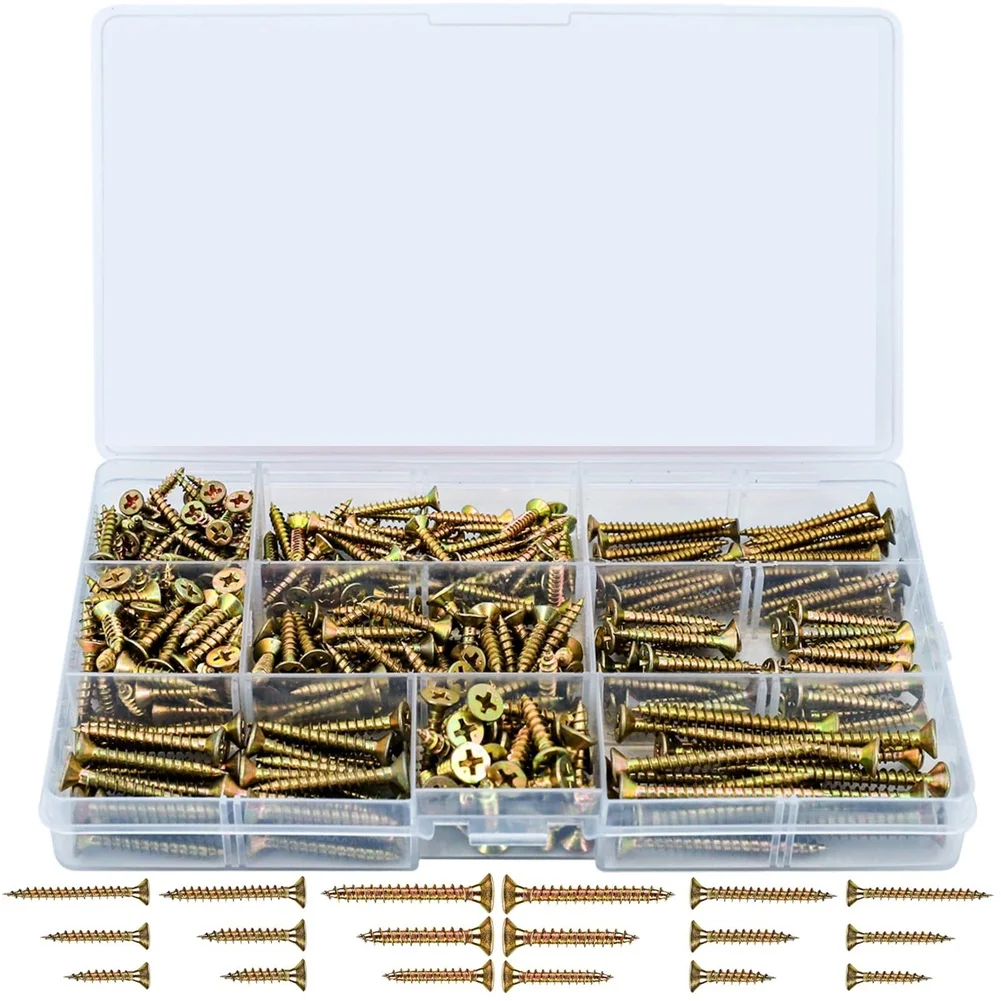 360pcs Countersunk Wood Screws Carbon Steel Galvanized For PHILLIPS Head Self Tapping for Shelving and Bracketing