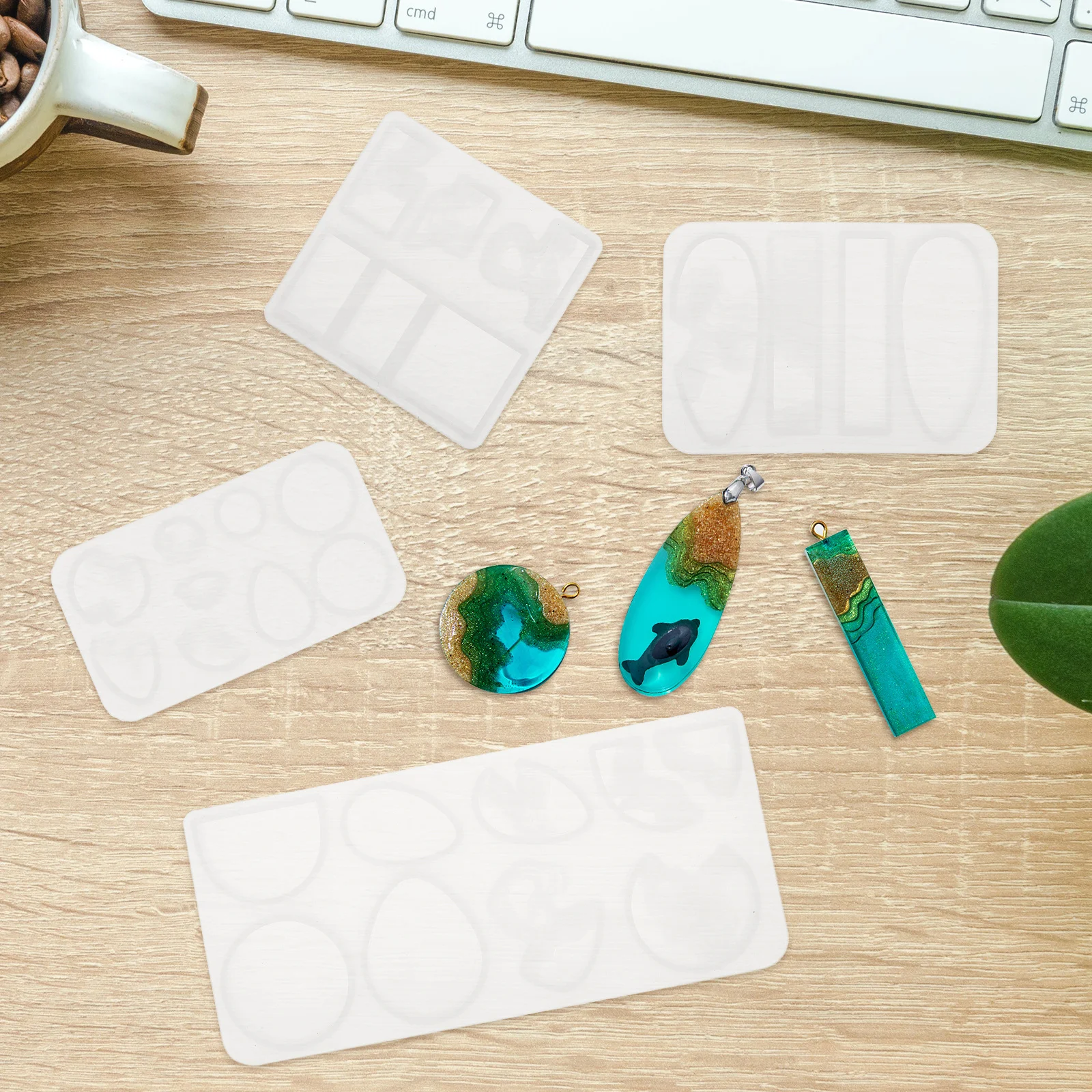 

1Set Resin Mould Silicone Pendant Earrings DIY Craft Exquisite Delicate Marine Scene Relaxing Gift White Mould Silicone