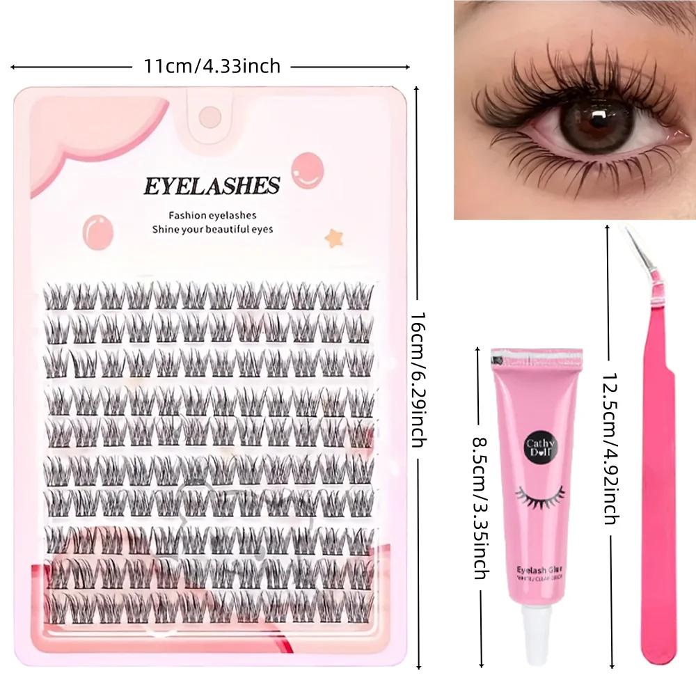10 rows of independent eyelashes, sunflower style false eyelashes+eyelash glue+special eyelash curler, cartoon style