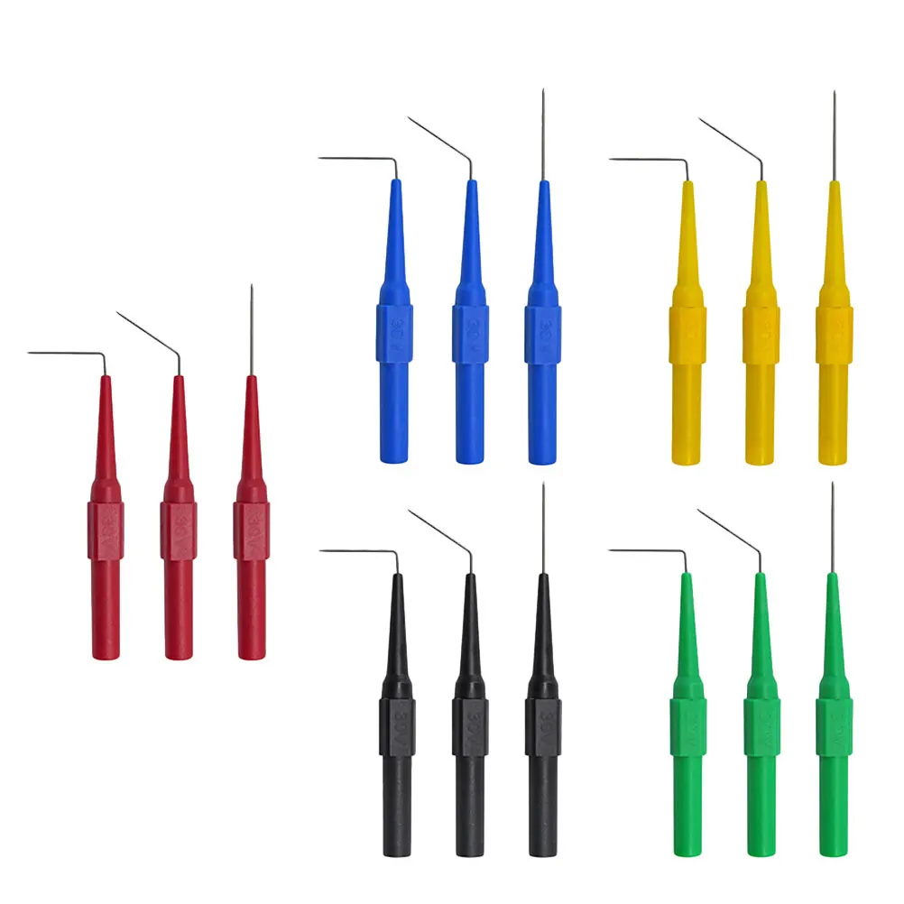 

15pcs Auto Test Probes 0.7Mm Puncture Wire Back Probe Kit Color Coded For Automotive Diagnostics Testing Car Maintenance Tester