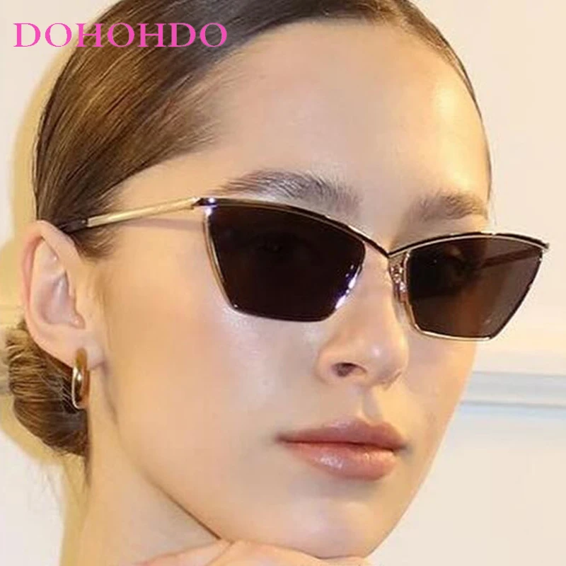 

Trendy Vintage Small Cat Eye Metal Frame Sunglasses For Women Men Fashion Luxury Designer Sunglasses Travel Driving Shades UV400