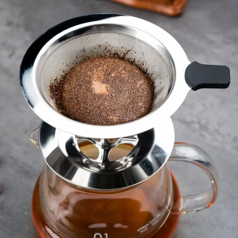 فلتر شبكي 800 من الفولاذ المقاوم للصدأ لقط القهوة، ورق فلتر فولاذي، فلتر قهوة قابل لإعادة الاستخدام، تصميم قابل لإعادة الاستخدام بمقبض #2