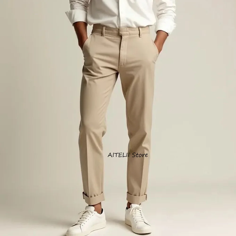 

Business Casual Pants for Man Trousers Straight Leg Men's Tailoring Pants Solid Color Polyester Fabric Work Trouser Classic