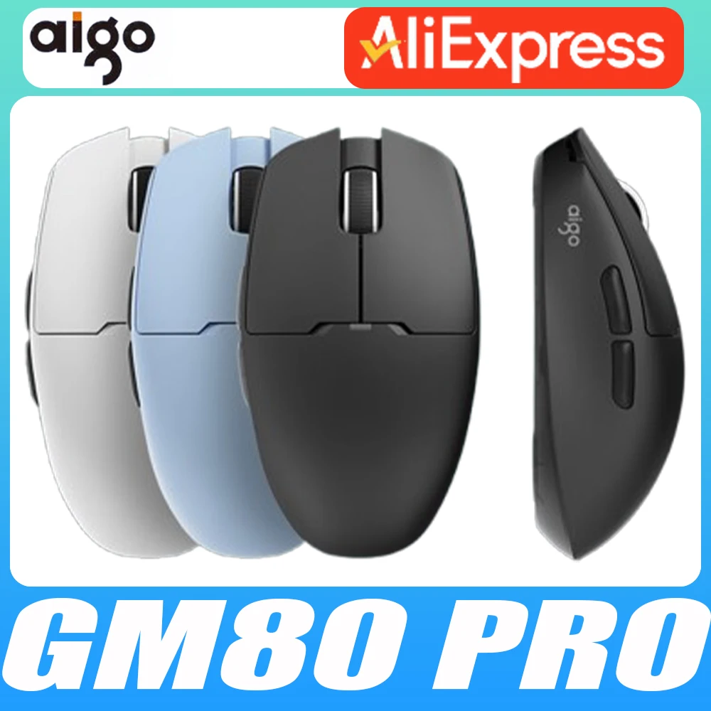 

Aigo GM80 PRO Wireless Mouse Three Mode Light Weight PAW3311/3395 Sensor E-sport Gaming Mouse Ergonomics PC Gamer Accessory Gift