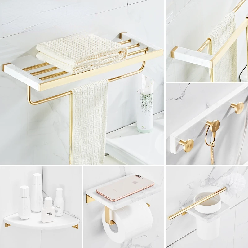 Modern luxury bathroom towel towel towel rack marble toilet bathroom shelf bathroom hardware pendant set