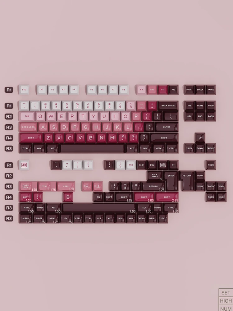 JTK HSA Profile Rouge ABS Keycaps Base Kit Custom Mechanical Keyboard Smooth Bright Face Key Cap