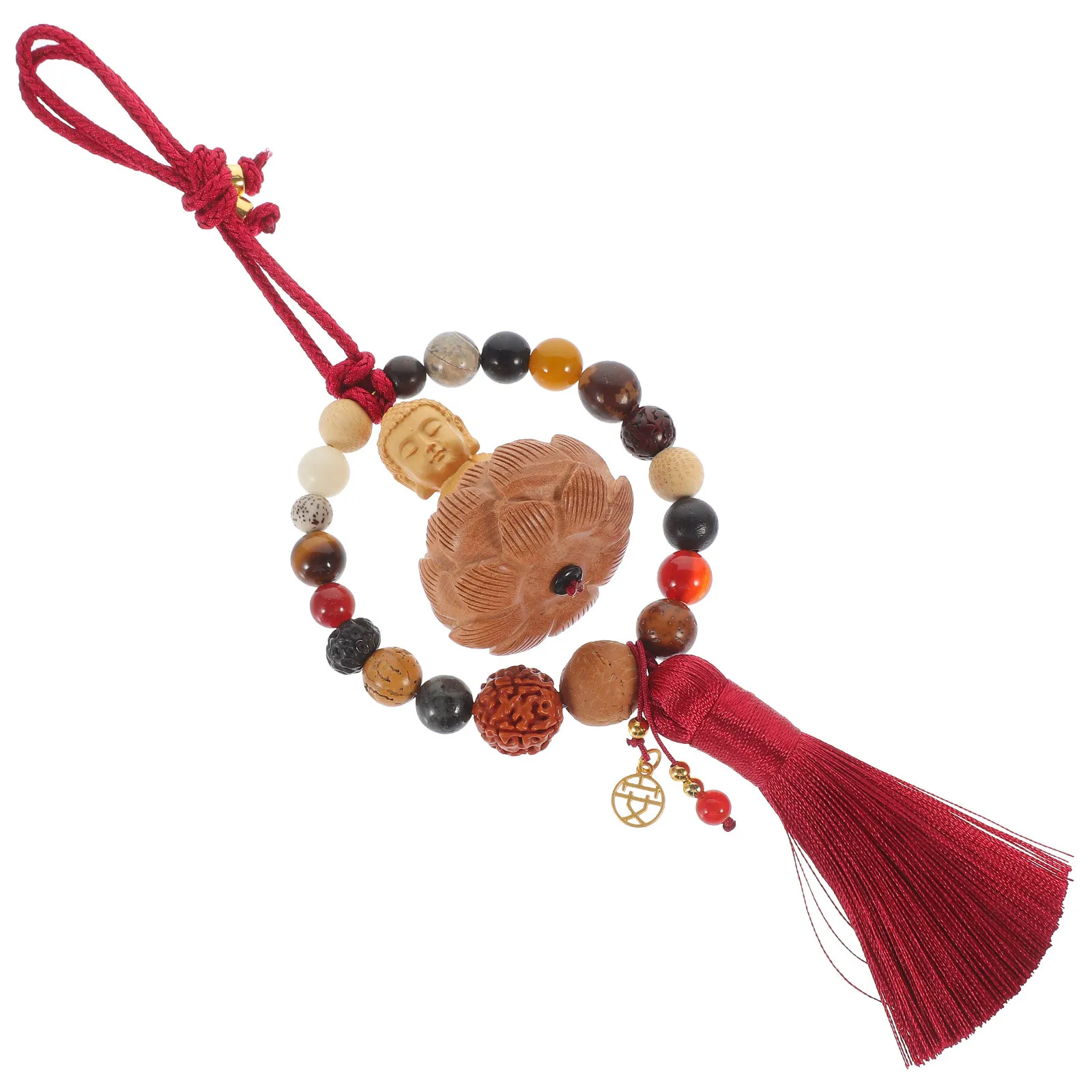 خشبية بوذا قلادة النمط الصيني لوتس منحوتة معلقة حلية لسيارة جدار ديكور المنزل خمر الحرفية سحر فنغ شوي