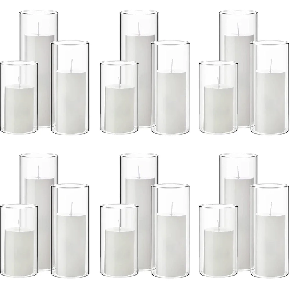 Glass Cylinder Vases Clear Cylinder Candle Holders for Slim Pillar Candles Wedding Centerpieces Wedding Candle Holders