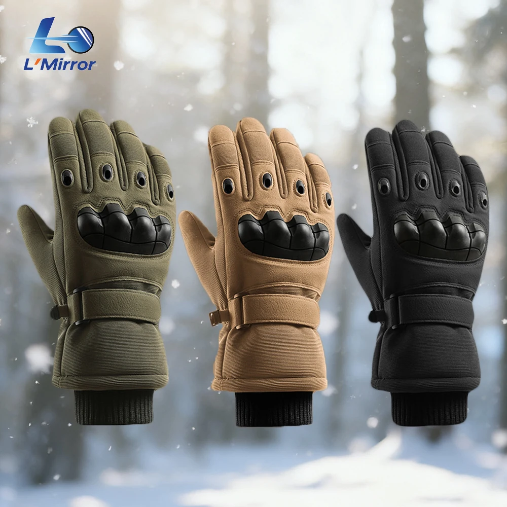 L●Mirror Touchscreen Tactical Hard Knuckle Gloves - Outdoor Protection for Cycling Motorcycle Camping Hunting Shooting Climbing