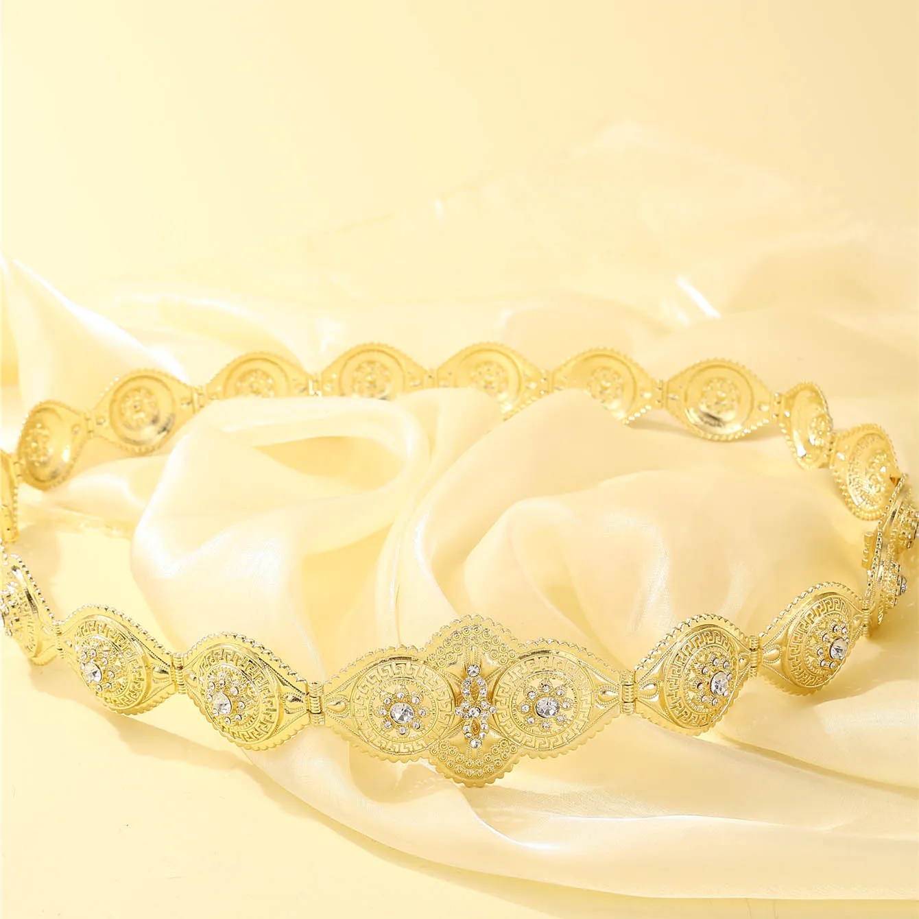 

Moroccan ladies' robe waist belts inlaid white gemstones bridal banquet belts ladies' festival gifts free shipping