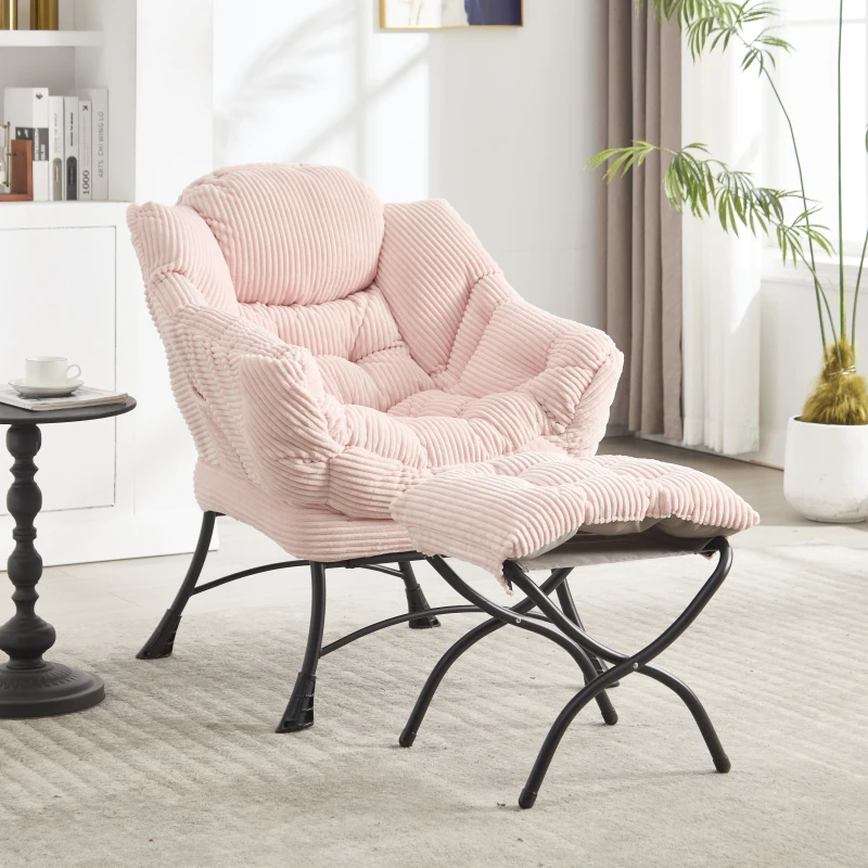 Modern Lounge Accent Armrests And A Side Pocket, Leisure Upholstered Sofa Reading Chair With Footrest For Small