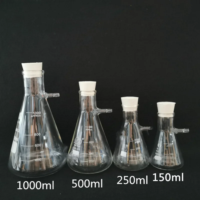 Laboratory Suction Filter Bottle: 150ml, 250ml, 500ml Filter Bottle, Conical Flask, Triangular Flask, Teaching Glass Instrument